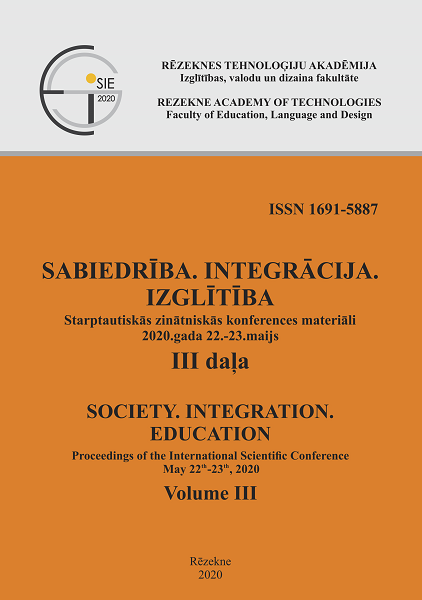 					View Vol. 3 (2020): SOCIETY.INTEGRATION.EDUCATION. Proceedings of the International  Scientific  Conference. May 22nd-23rd, 2020, Volume III, SCHOOL PEDAGOGY, PRESCHOOL PEDAGOGY
				