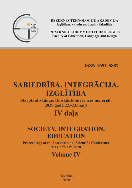					View Vol. 4 (2020): SOCIETY.INTEGRATION.EDUCATION. Proceedings of the International  Scientific  Conference. May 22nd-23rd, 2020, Volume IV, SPECIAL PEDAGOGY, SOCIAL PEDAGOGY, INFORMATION TECHNOLOGIES IN EDUCATION
				