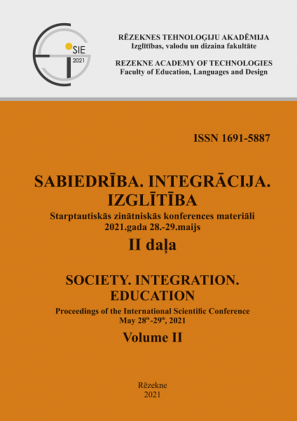 					View Vol. 2 (2021): SOCIETY.INTEGRATION.EDUCATION. Proceedings of the International Scientific Conference. May 28th-29th, 2021, Volume II, SCHOOL PEDAGOGY, PRESCHOOL PEDAGOGY
				