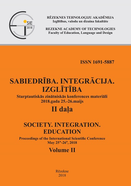 					View Vol. 2 (2018): SOCIETY. INTEGRATION. EDUCATION. Proceedings of the International Scientific Conference. May 25th-26th, 2018, Volume II, SCHOOL PEDAGOGY,  PRESCHOOL PEDAGOGY
				