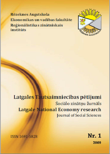 					View Vol. 1 No. 1 (2009): Latgale National Economy Research
				