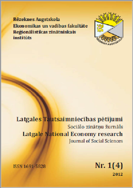 					View Vol. 1 No. 4 (2012): Latgale National Economy Research
				
